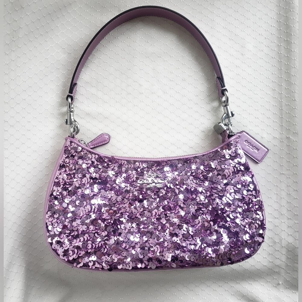 Coach Outlet Teri Shoulder Bag Purple Sequins